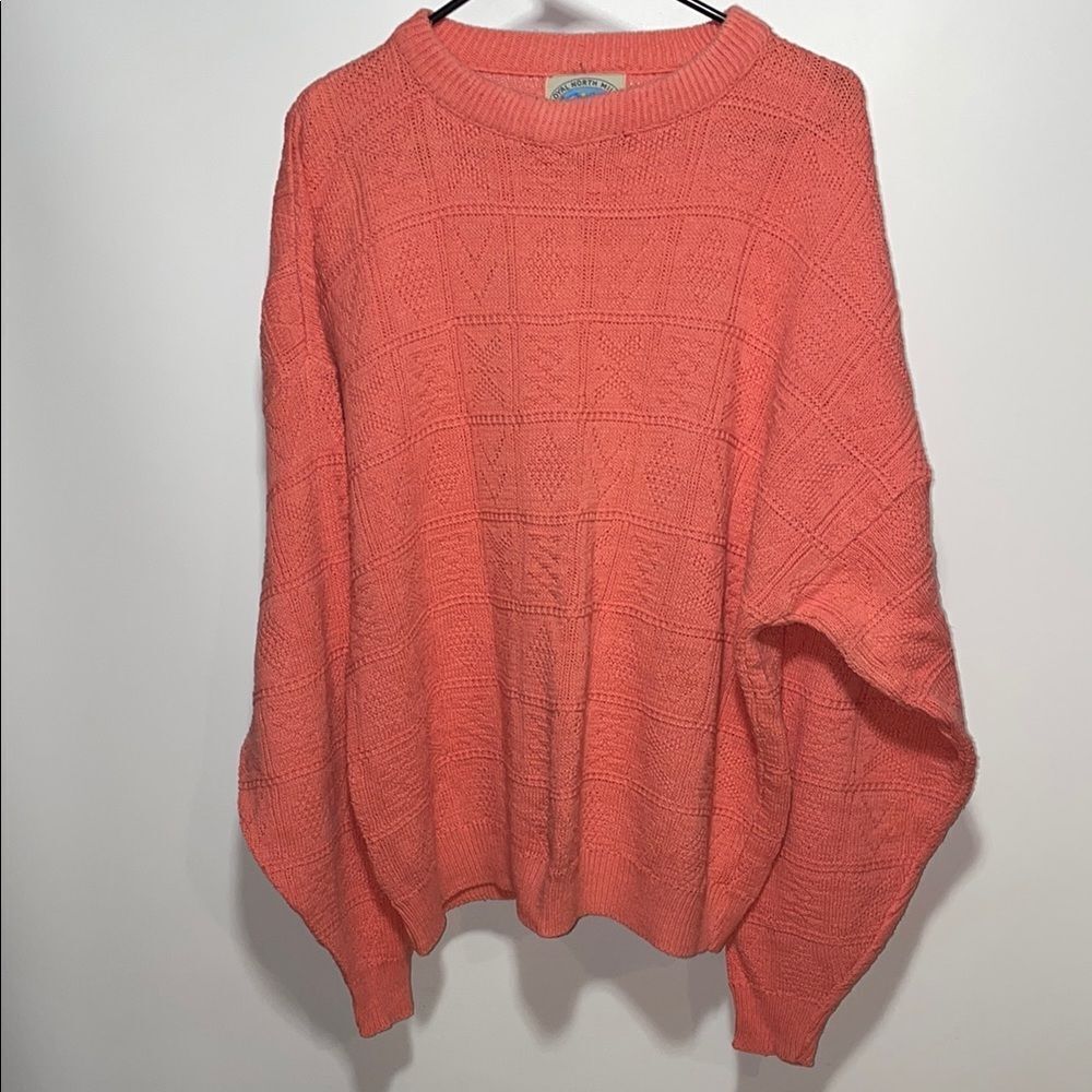 Vintage Pink Chunky Knit Crew Neck Sweater
